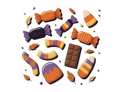 Colorful Halloween Candy Collection vector