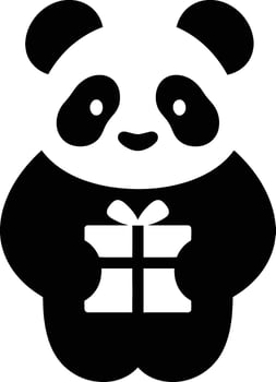 Panda with Gift Festive Graphic, Holiday Panda for Event Flyer vector