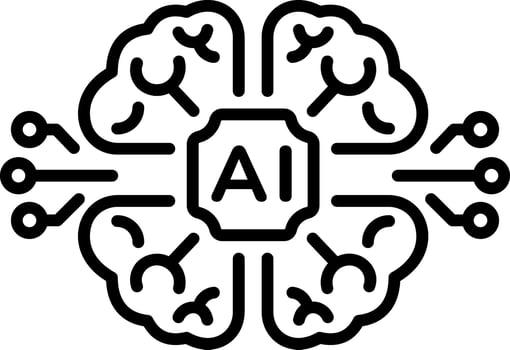 A line style icon showing an ai brain concept vector
