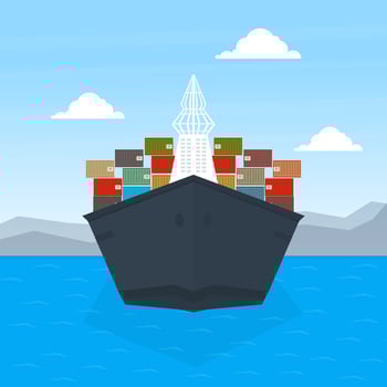 Front View of Cargo Ship Container, Maritime Shipping Freight Transportation, Cargo Logistics Flat Illustration vector