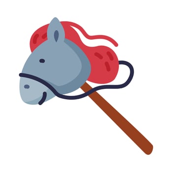 Stick Horse Baby Toy, Cute Object for Kids Development and Entertainment Cartoon Illustration on White Background vector