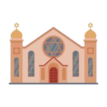 Synagogue Mosque Building, Religious Temple, Ancient Architectural Construction Illustration vector