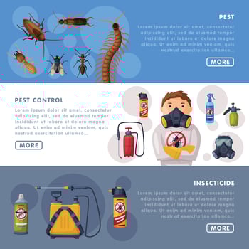 Pest Control Service Landing Page Templates Set, Detecting and Exterminating Insects Website, App, Homepage Illustration vector