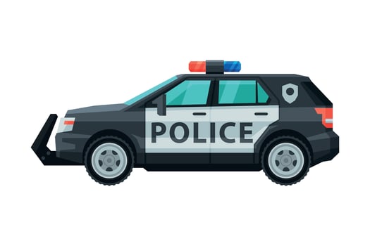 Police SUV Car, Emergency Patrol Off Road Vehicle Flat Illustration vector
