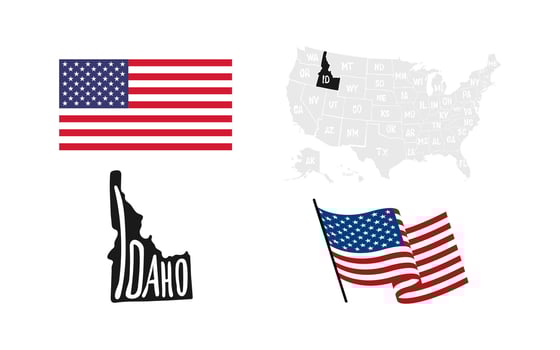 Idaho State. USA flag. Map of the USA vector