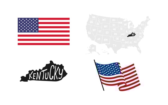 Kentucky State. USA flag. Map of the USA vector