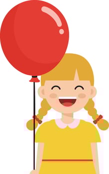 Girl holding red balloon smiling happy childhood celebration illustration vector