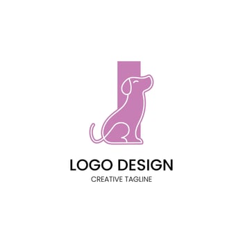 Letter I with dog for your brand vector