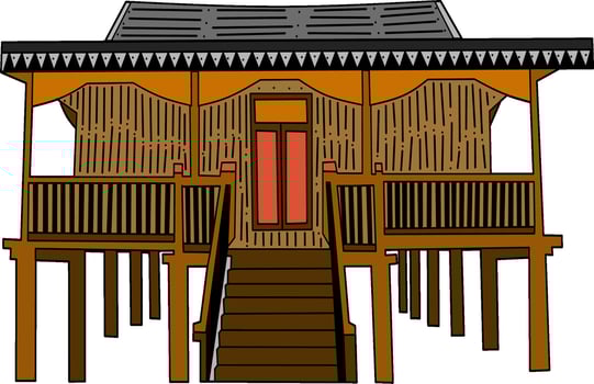 Vecctor illustration of Kajang Lako . Traditional house of Jambi vector