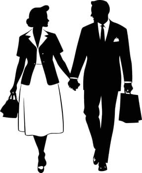 Silhouette of Retro Couple Dancing in 1950s Style Depicting Vintage Romance, Rockabilly Fashion, Swing Dance Culture, and Classic Love Story in Retro Art vector