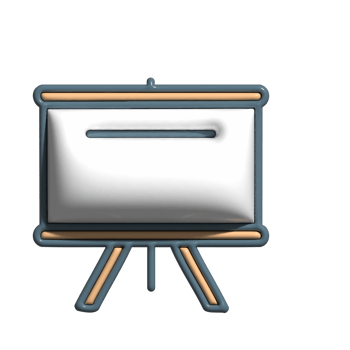 3D Cartoon Whiteboard Icon Classroom and Office Writing Tool png