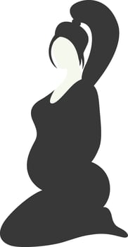 Pregnant Mom Silhouette in Flat Cartoon Design, vector