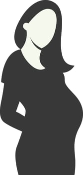 Pregnant Mom Silhouette with Flat Design, Isolated on White Background. vector