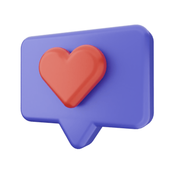 A blue speech bubble with a red heart png
