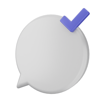 A speech bubble with a blue tick mark on it png