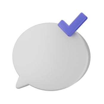 A speech bubble with a tick on it png