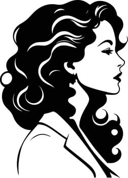 Stylish short long hair woman graphic, natural hairstyle female on white for use in beauty industry assets, fashion campaigns, hair salon promotions, or digital design templates. vector