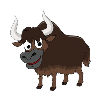 Adorable Yak Animal Cartoon Illustration vector