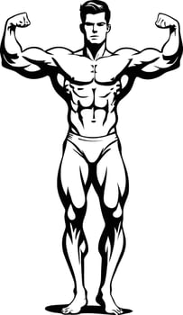 Defined male silhouette with athletic build and muscular physique, standing proudly in a power pose, suitable for sports illustration, gym logos, workout themes, or strength-based design. vector