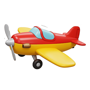 Cartoon Red and Yellow Airplane 3D Render Illustration png