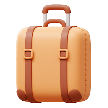 Cute Orange Carry on Suitcase 3D Render Illustration png