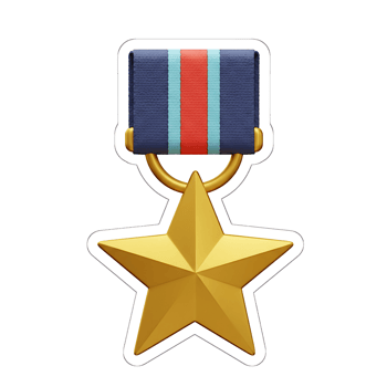 Gold Star Military Medal with Blue and Red Ribbon png