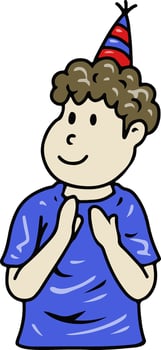 Cartoon Illustration of Boy Wearing Party Hat vector