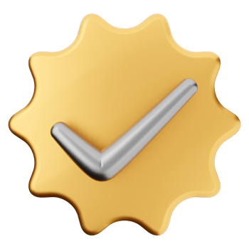 A check mark on a yellow star with a silver star png