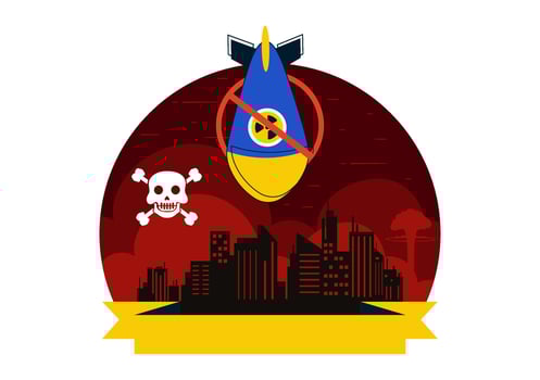 Anti-Nuclear Tests Day with Rocket and Planet Earth in Flat Design vector