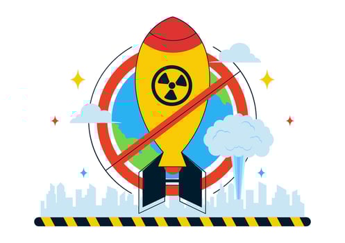No Nuclear Weapons Day with Rocket and Globe Illustration vector