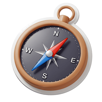3D Render of a Cartoon Compass Showing North png