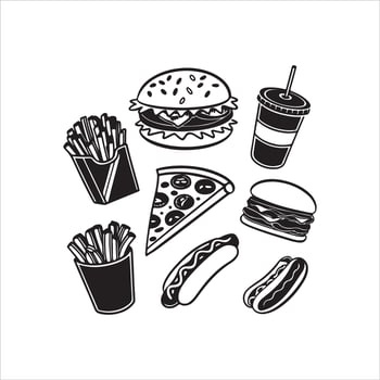 Fast Food Silhouette Clipart vector