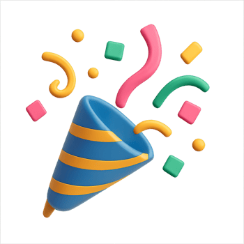 Colorful 3D Confetti Icon for Celebration and Party Themes png