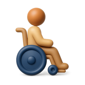 Simple 3D Icon of a Disabled Person in a Wheelchair png