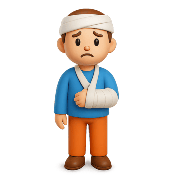 Injured Cartoon Character with Bandages in 3D Style Design png