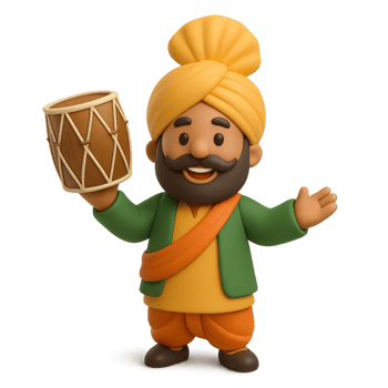 3D Simple Man Icon Celebrating Lohri with Drum in Vibrant Attire png