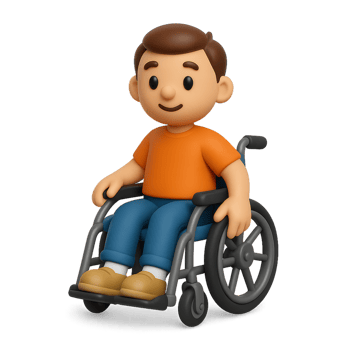 Cartoon Character in Wheelchair with Cheerful Expression in 3D Design png