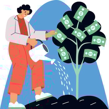Flat style illustration showing investment growth vector