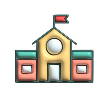 School 3D Icon Fun and Colorful Cartoon Style Campus Design png