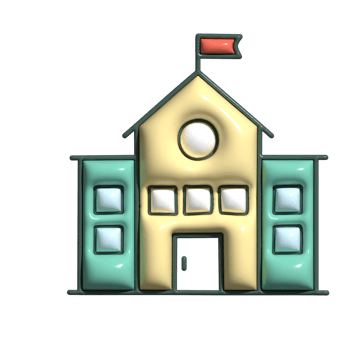 3D Cartoon School Building Icon Cute Educational Institution Illustration png