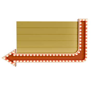 3d render Retro light box billboard template, promotional arrow banner ads and Cinema light png