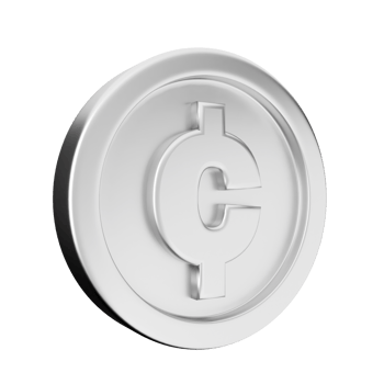 A silver coin with the letter c on it png