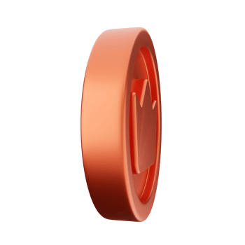 A 3d render of a red coin on a black background png