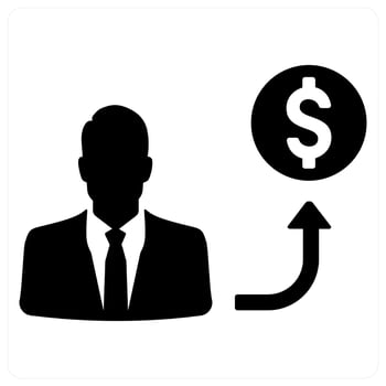 Investor and funding icon concept in black filled color vector