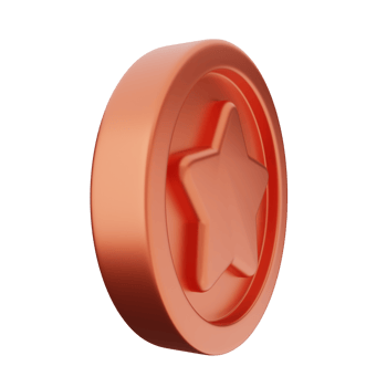 An orange coin with a star on it png