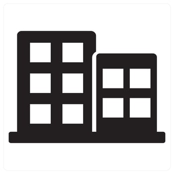 Building and apartment icon concept in black filled color vector