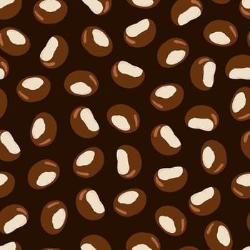 Autumn seamless pattern, chocolate brown horse chestnut fruits. Fall Texture for fabric, packaging vector