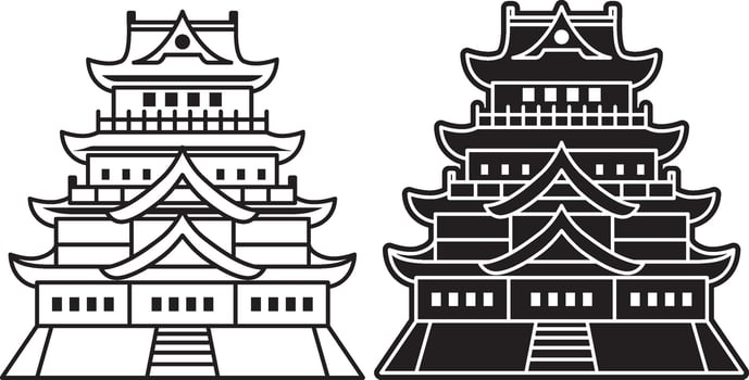 Japanese Castle Icon Illustration. vector