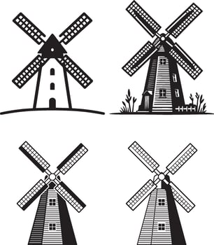 Windmill Icon Illustration Collection. vector