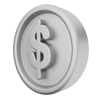 A 3d image of a dollar sign on a silver coin png
